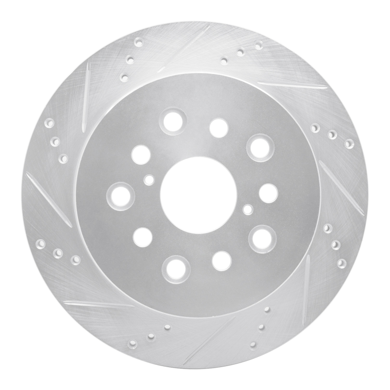 Lexus LS430 Brake Rotor (1) - Rear Left - R1 Concepts - Drilled & Slotted - Silver - `01-`06